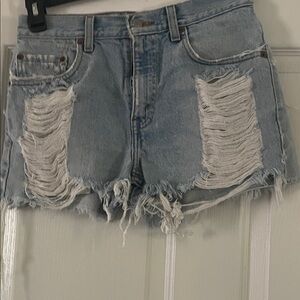 Levi's Light Blue Distressed Jean Shorts 29